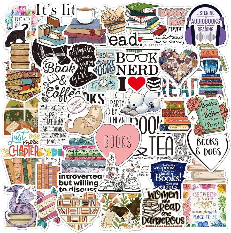 Cute Reading Stickers 50 Pcs,Library Sticker,Book Quote Accessories Stickers for Adults Teens,Bul... | Amazon (US)