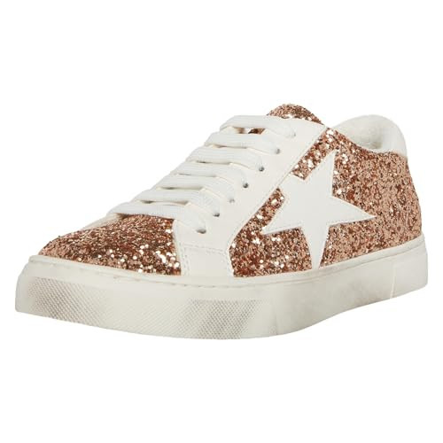 Steve Madden Women's Rezume Sneaker, Rose Gold Glitter, 9.5 | Amazon (US)