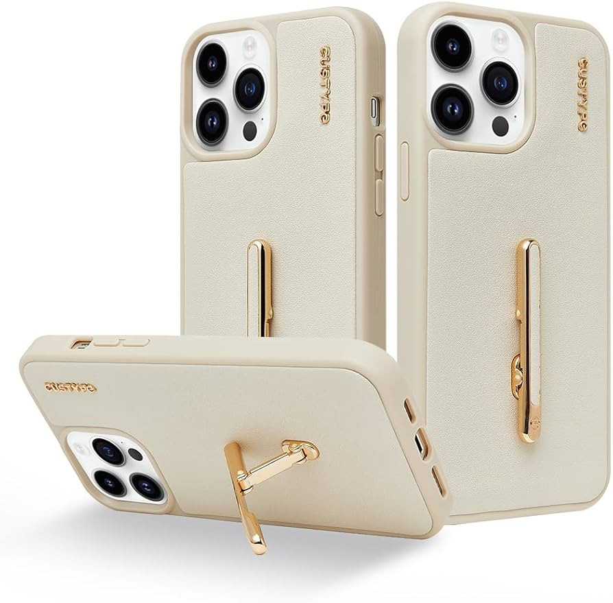 CUSTYPE Women Case for iPhone 15 Pro Max,[2-Way Stand] Metal Kickstand,Slim Fit Leather Shockproo... | Amazon (US)