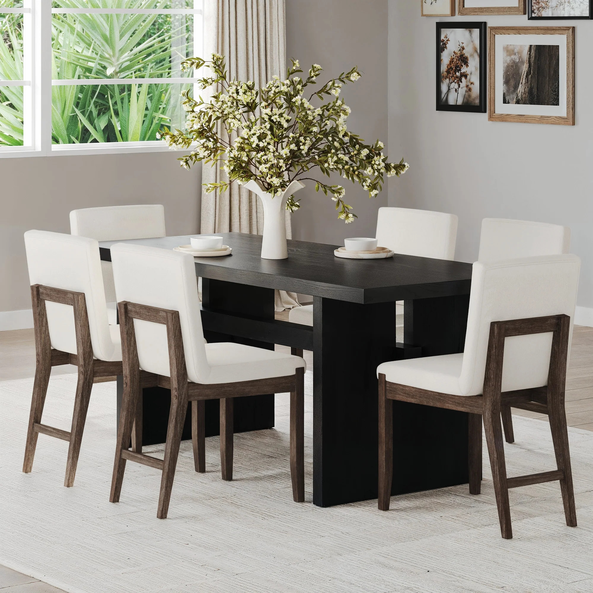 Exposed Back Dining Chairs Dark Brown (Set of 6) | Nathan James