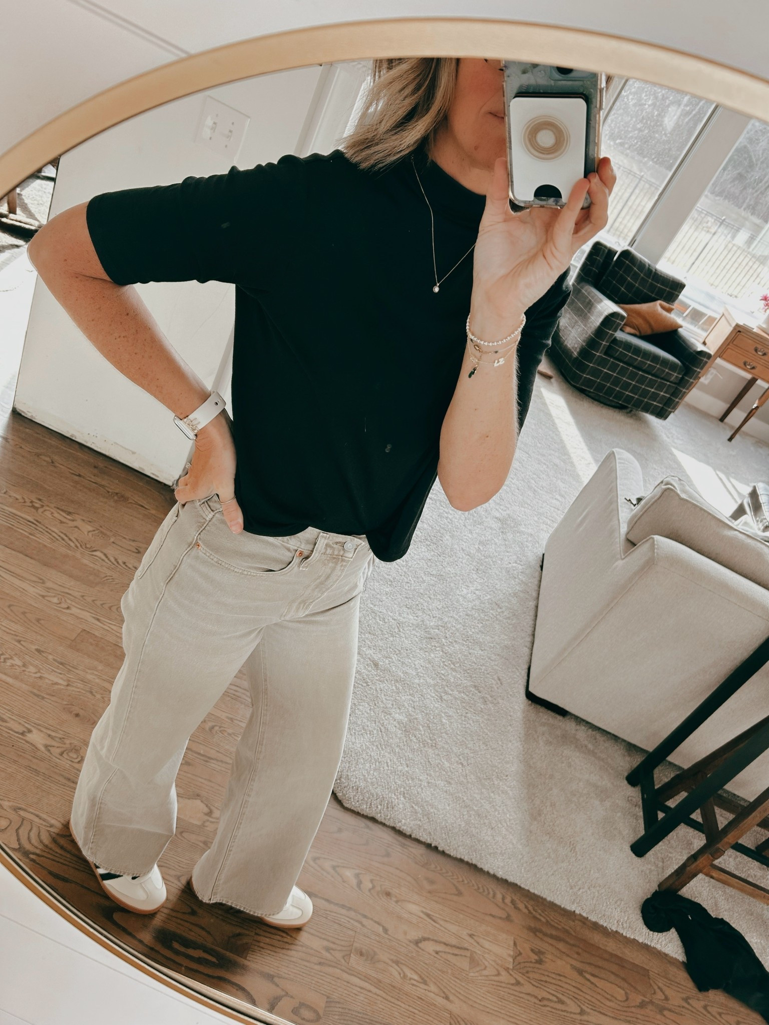 This is one of those outfits I keep reaching for 👏🏼
The Levi Ribcage Wide Leg Jeans are SO flattering — high rise, lengthens your legs, and the perfect relaxed fit. Paired with a simple black top and my go-to Adidas Sambas for that easy, elevated casual look.

Perfect for school drop-offs, errands, or casual days at the office when you still want to feel put together.

Sizing:
• Jeans – true to size (wearing 27)
• Sambas – I sized down 1/2 size 

Everything is linked here 👇🏼

#ltkstyle #ltkcasual #denimstyle #ootd #widelegjeans #adidassamba #momstyle #effortlessstyle