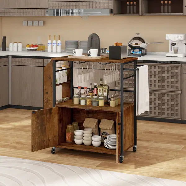 Rolling Portable Kitchen Island Cart With Storage Shelf & Power Outlet | Bed Bath & Beyond