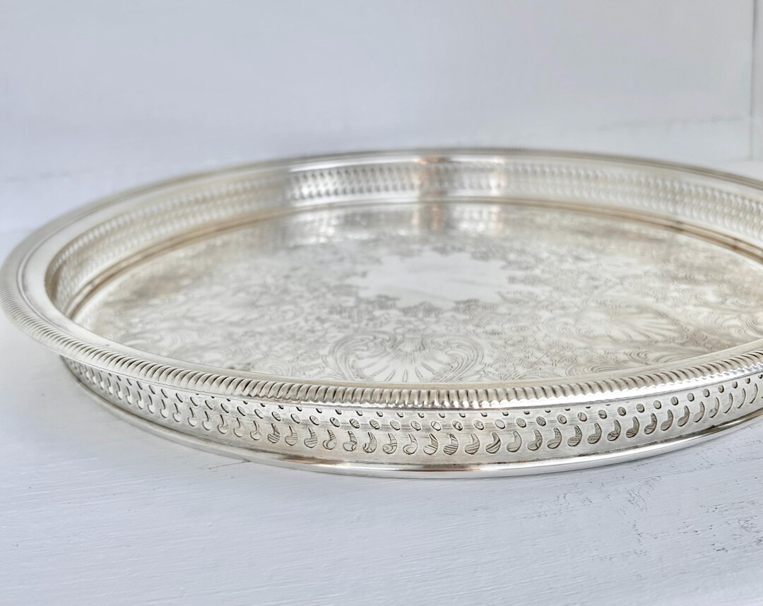 Vintage Silverplate Gallery Tray: W.M. Rogers Reticulated Bar Service Tray - Etsy | Etsy (US)
