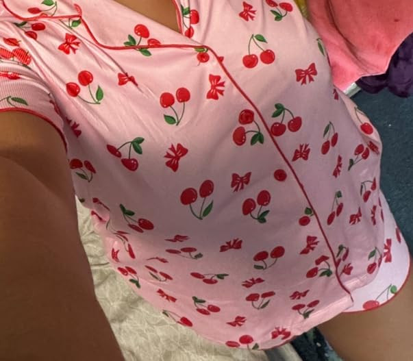 Ekouaer Button Up Pajamas Set for Women Short Sleeve Ribbed Knit Sleepwear 2 Piece Pjs Shorts Set | Amazon (US)