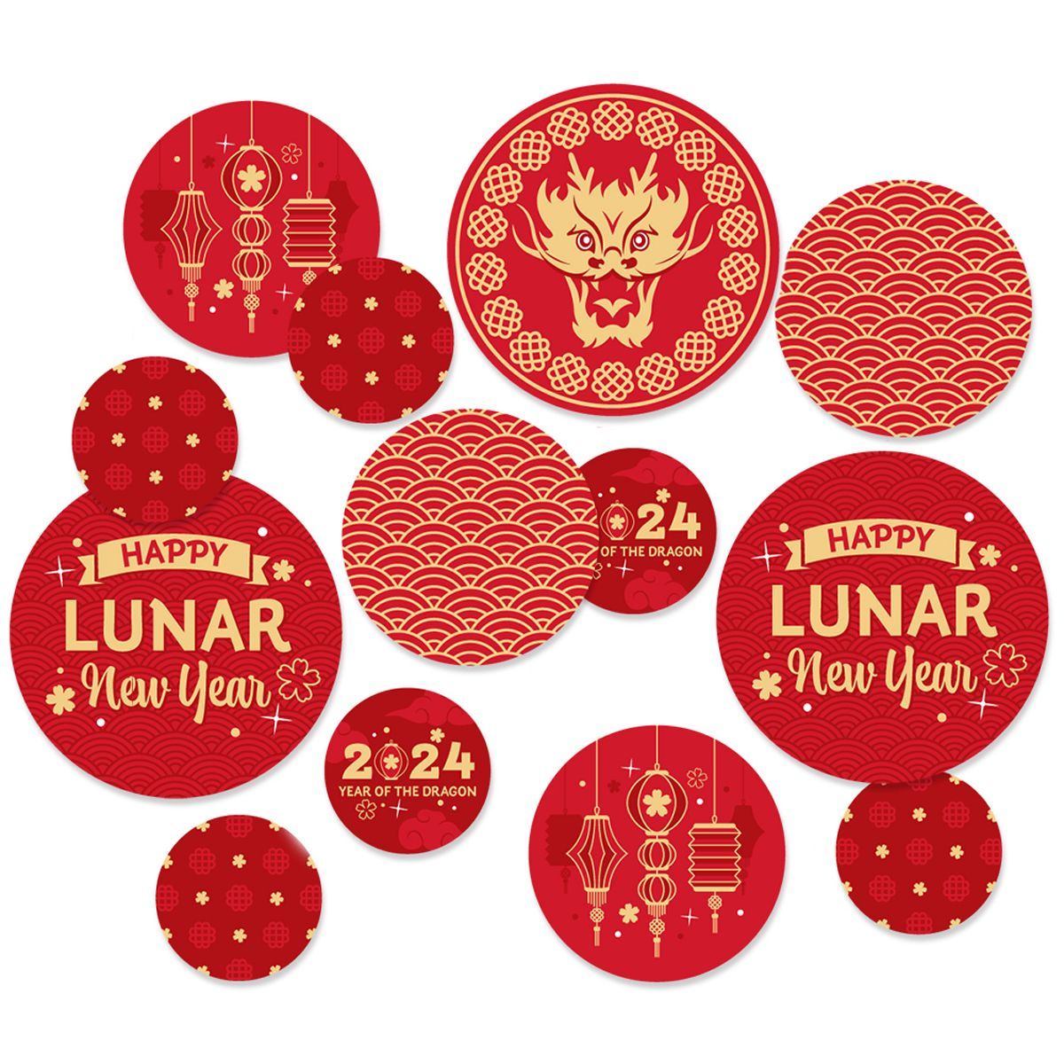 Big Dot of Happiness Lunar New Year - 2024 Year of the Dragon Giant Circle Confetti - Party Decor... | Target