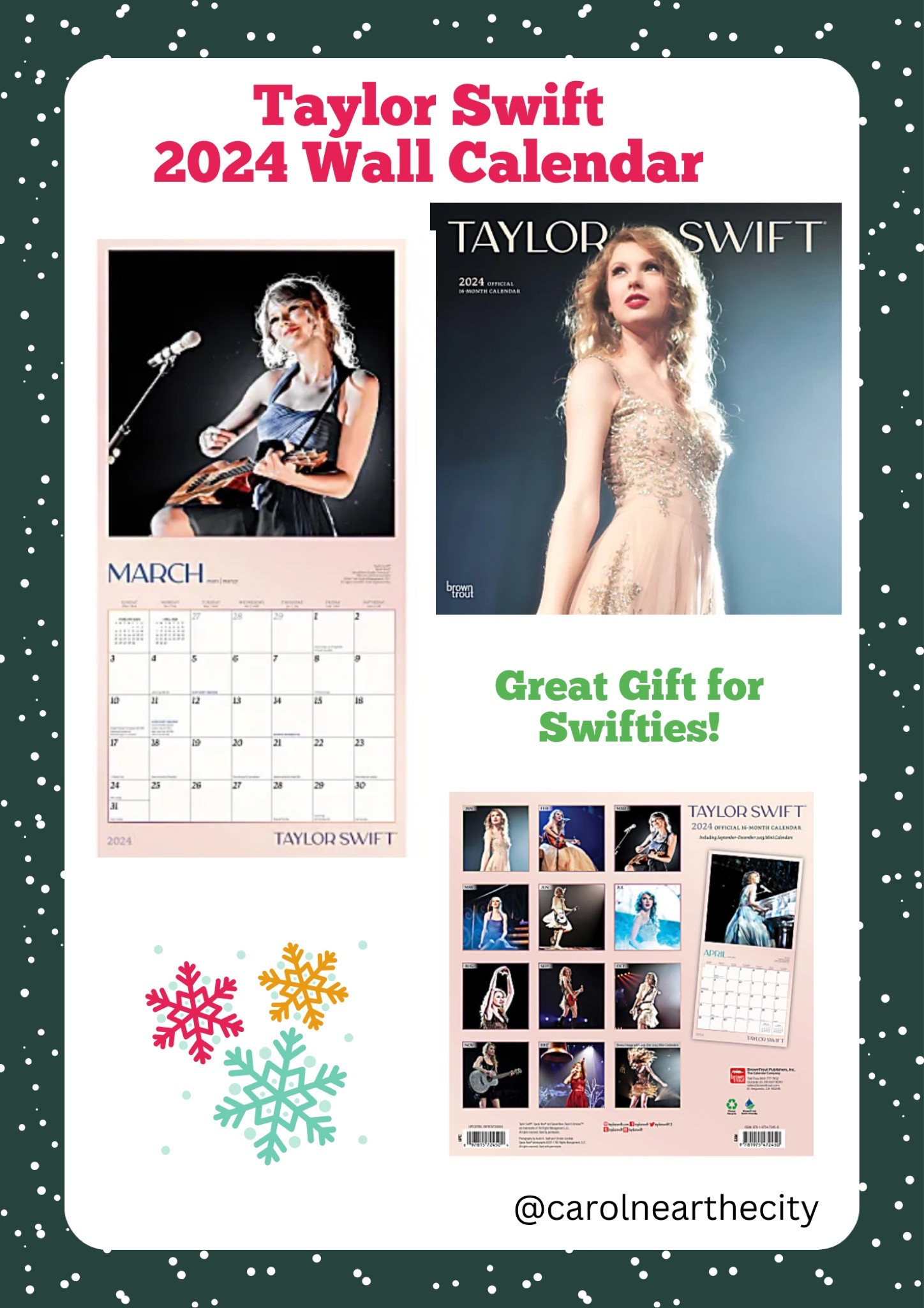 Taylor Swift 2024 Wall Calendar makes a perfect gift for Swifties!  

#giftforswifties #taylorswiftgift #swiftmas #swiftiegift

Taylor Swift gift ideas | Swifties gifts | Swiftmas

#LTKGiftGuide #LTKHoliday #LTKfindsunder50