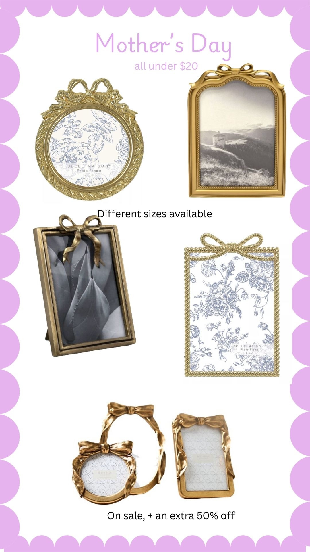 Mother’s Day - under 20, add your fave pic of you and your mom or your kids and their grandma 


 @Kohl's @Target @Anthropologie #under20 #giftforher #pictureframe #bowpictureframe #budgetfriendly #salefinds 

#LTKHome #LTKMothersDay #LTKSaleAlert