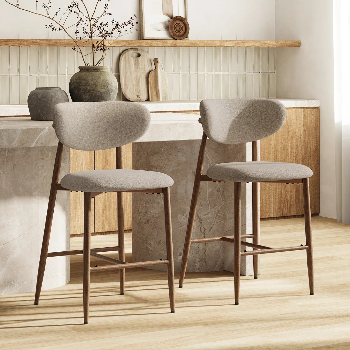 Westhampton Upholstered Counter Stool with Solid Metal Frame | Wayfair North America