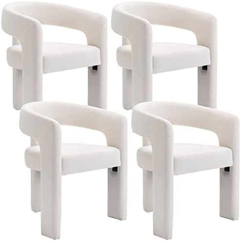 Modern Velvet Fabric Upholstered Dining Chairs Set of 4, Cute Barrel Side Chairs Kitchen Armchair... | Amazon (US)