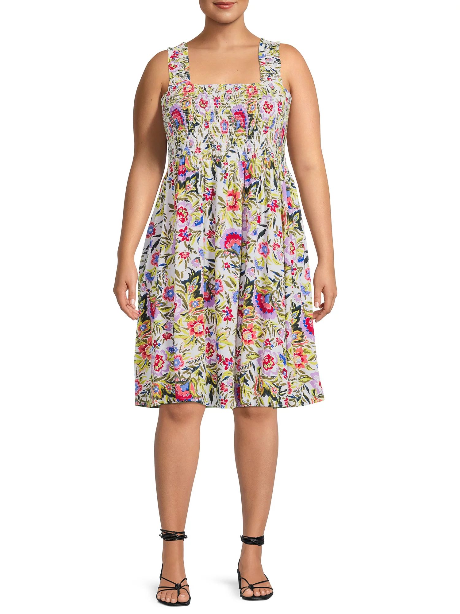 Terra & Sky Women's Plus Size Smocked Sun Dress | Walmart (US)