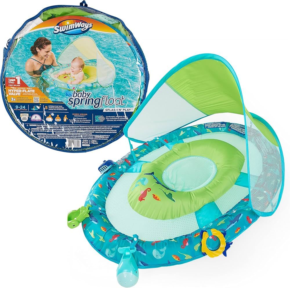 SwimWays Baby Spring Float Splash N Play, Baby Float with Canopy & UPF Protection, Baby Pool Toys... | Amazon (US)