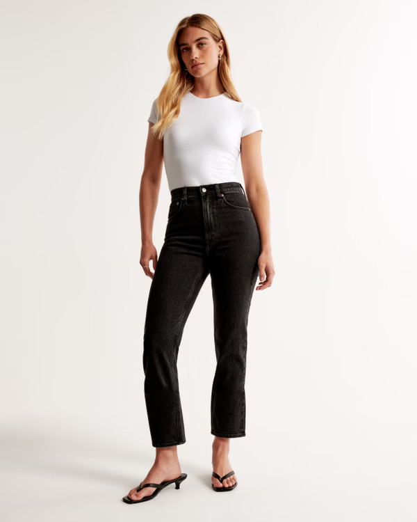 Curve Love Ultra High Rise Ankle Straight Jean | Abercrombie & Fitch (US)