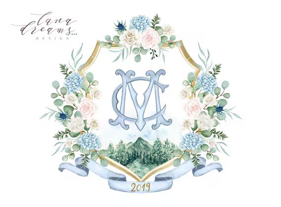 Custom Floral Wedding Crest | Etsy | Etsy (US)