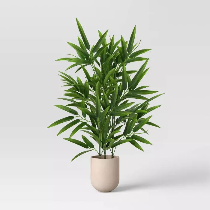 Artificial Large Bamboo Plant in Ceramic Pot Green/White - Project 62™ | Target