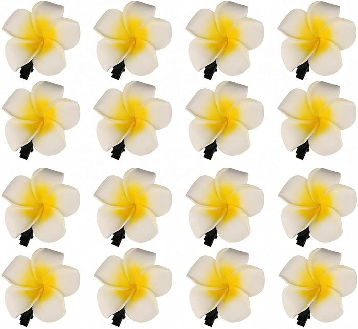 12PCS Women Girls 2.36" Hawaiian Hawaii Bohemia Style Plumeria Foam Flower Hair Clips Decoration ... | Amazon (US)