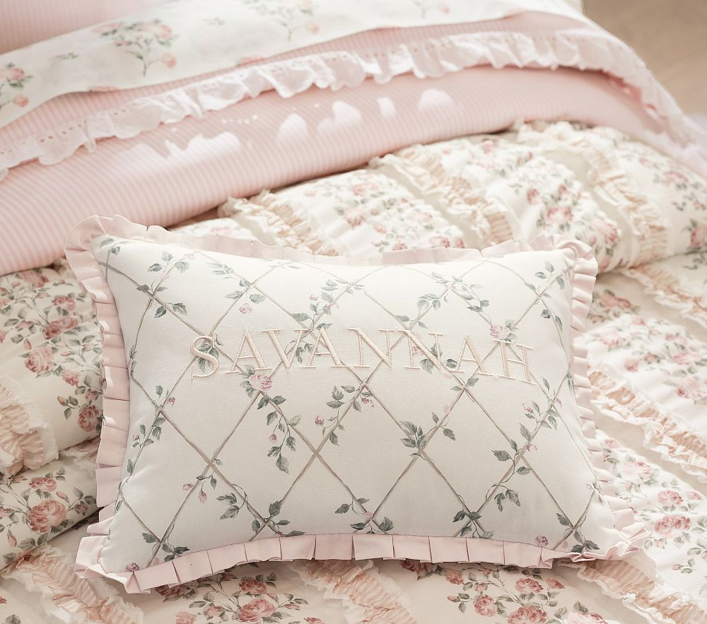 Bria Hammel Climbing Rose Personalized Pillow | Pottery Barn Kids