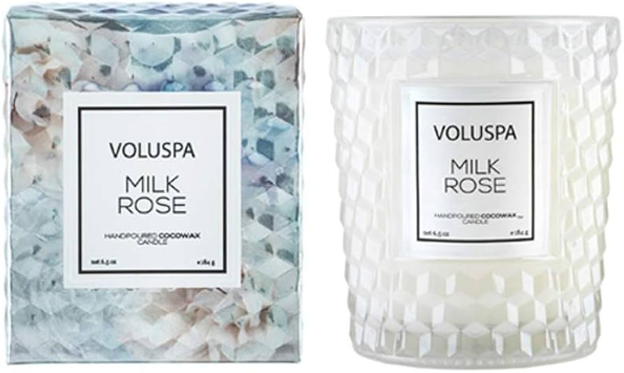 Voluspa Milk Rose Candle | Classic Textured Glass | 6.5 Oz. | 40 Hour Burn Time | Coconut Wax and... | Amazon (US)