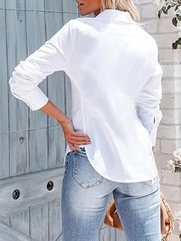 siliteelon Women's Button Down Shirts Long Sleeve Dress Shirts Wrinkle Free Collared Work Office ... | Amazon (US)