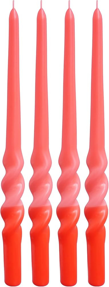 Viyffo Spiral Taper Candles 12 Inch Gradient Red Set of 4 Unscented, Dripless, Smokeless Tapered ... | Amazon (US)