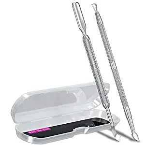 2PCS Metal Silver Cuticle Pusher and Cutter Remover Salon Quality Stainless Steel Acetone Gel Nai... | Amazon (US)