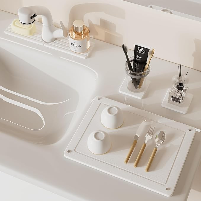 Stone Dish Drying Mats for Kitchen Counter, Quick Dry Water-Absorbent Diatomaceous,Non-slip Brack... | Amazon (US)