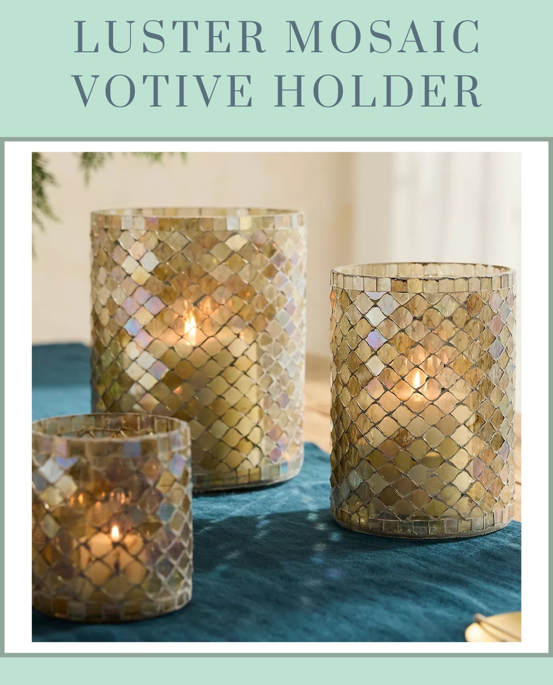 The **Luster Mosaic Votive Holder** from Anthropologie brings a warm, shimmering glow to any space! Its mosaic design reflects candlelight beautifully, making it a perfect accent for cozy evenings. 🕯️✨ #AnthropologieHome #CozyGlow #ElegantDecor

#LTKHome #LTKFindsUnder50