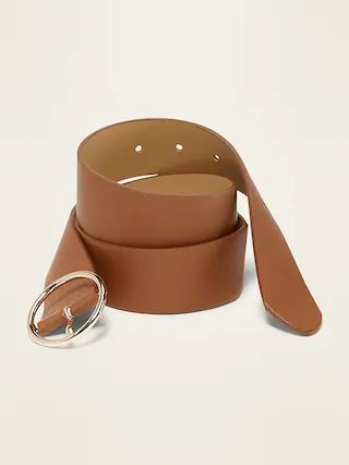 Wide Ring-Buckle Faux-Leather Belt For Women (1 1/2") | Old Navy (US)