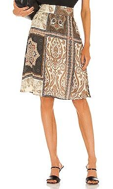 Chaser Silky Rib Waist Midi Skirt in Scarf Patch Print from Revolve.com | Revolve Clothing (Global)