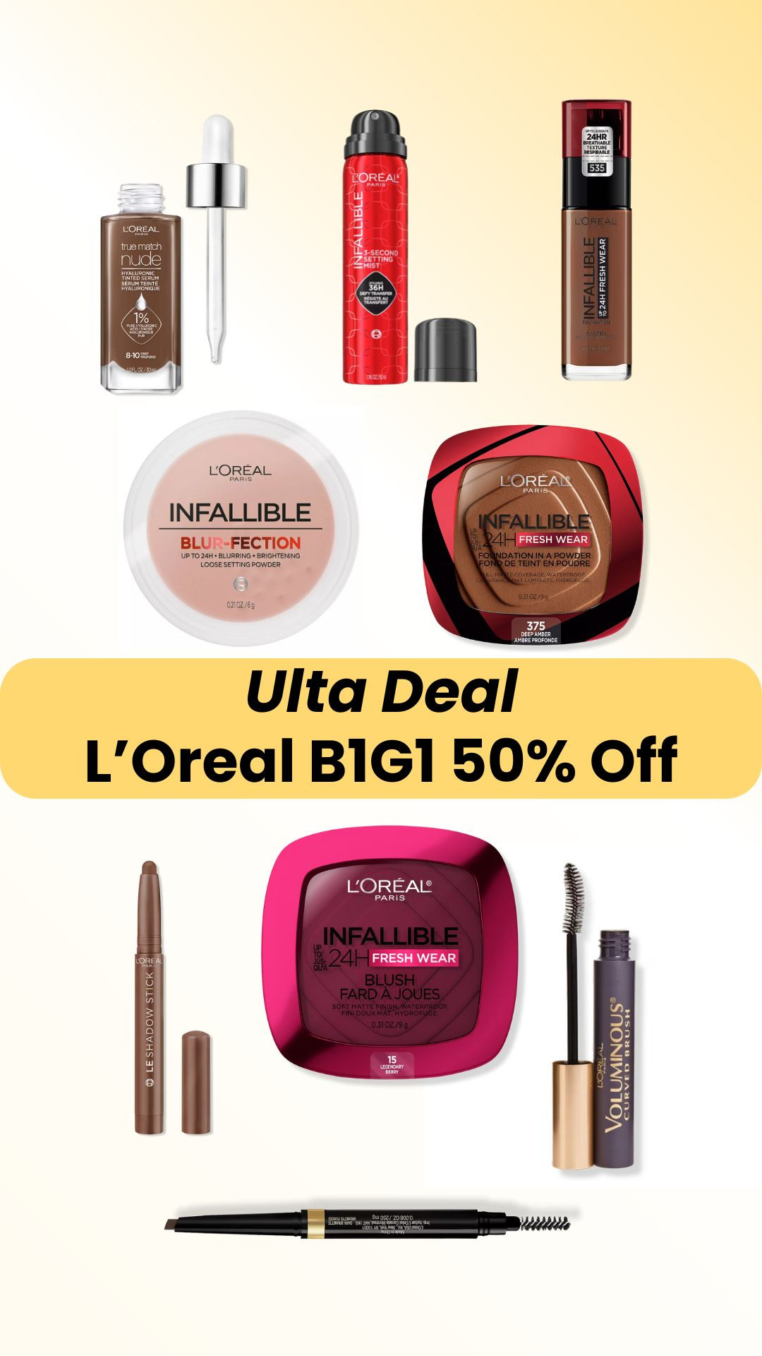 Recently became a fan of L'Oreal Makeup, which is buy one get one 50% off at Ulta. The deal ends 2/21/26, but I'd shop now to make sure I could find my shade.
#lorealmakeup #oilyskin #ultasale 

 

#LTKBeauty