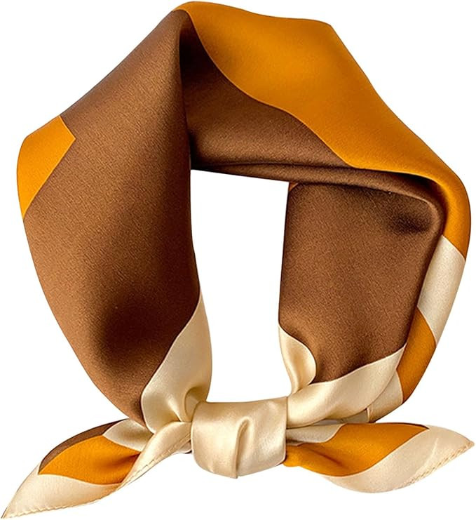 kcctoo 27.5" Mulberry Silk Feeling Head Scarf Women's Fashion Square Neck Satin Scarfs for Bag Ha... | Amazon (US)