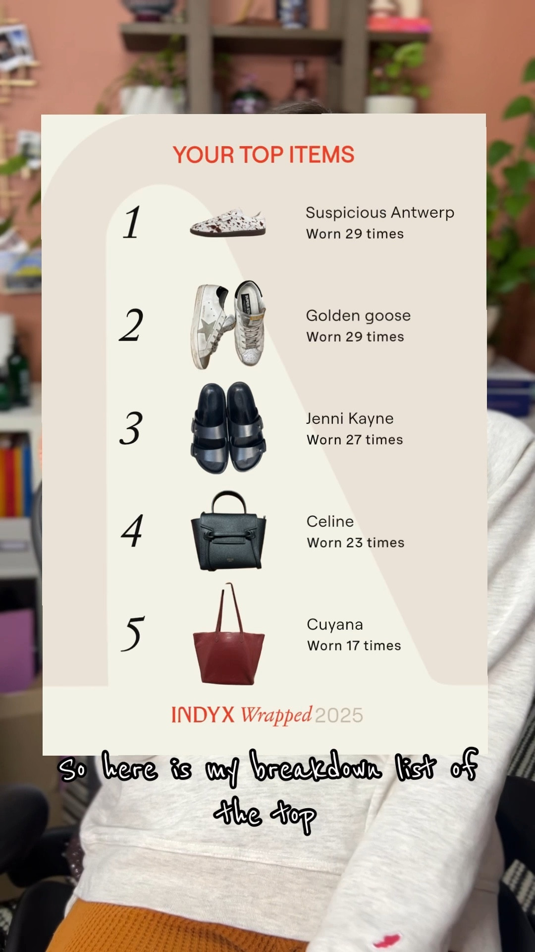 Part 1 - sharing my top 5 most worn items of 2025! 

Cow print sneakers. Round up. Work tote. Leather work bag. Cuyana work bag. Cuyana tote. Celine belt bag. Golden goose sneakers. Jenni Kayne sandals. Shopbop. Leather sandals. Black leather sandals. 

#LTKstorytime #LTKSaleAlert #LTKWorkwear