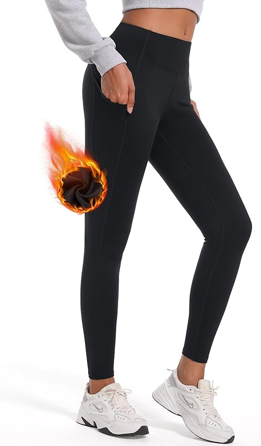 SEVEGO Women's 28"/31"/34" Fleece Lined Yoga Leggings Thermal High Waisted Workouts Pants with Po... | Amazon (US)