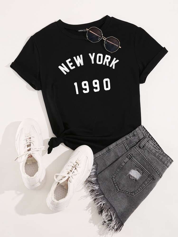 Letter Graphic Short Sleeve Tee | SHEIN