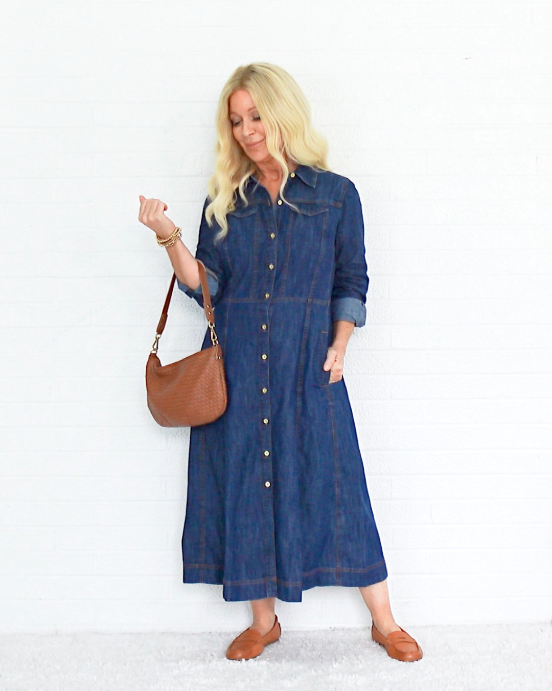 SELLING FAST! This updated denim shirt dress is selling out fast - petite sizes sold out this morning. Regular and plus sizes still available. Don't wait! 

 #LTKootd #LTKSeasonal #LTKOver40