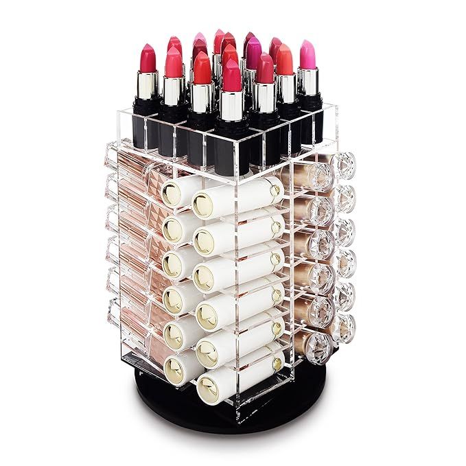 Ikee Design Premium Acrylic Rotating Cosmetic Lipsticks Tower Organizer for 64 Lipsticks, Spinnin... | Amazon (US)