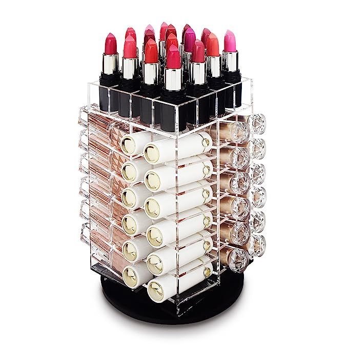 Ikee Design Premium Acrylic Rotating Cosmetic Lipsticks Tower Organizer for 64 Lipsticks, Spinnin... | Amazon (US)