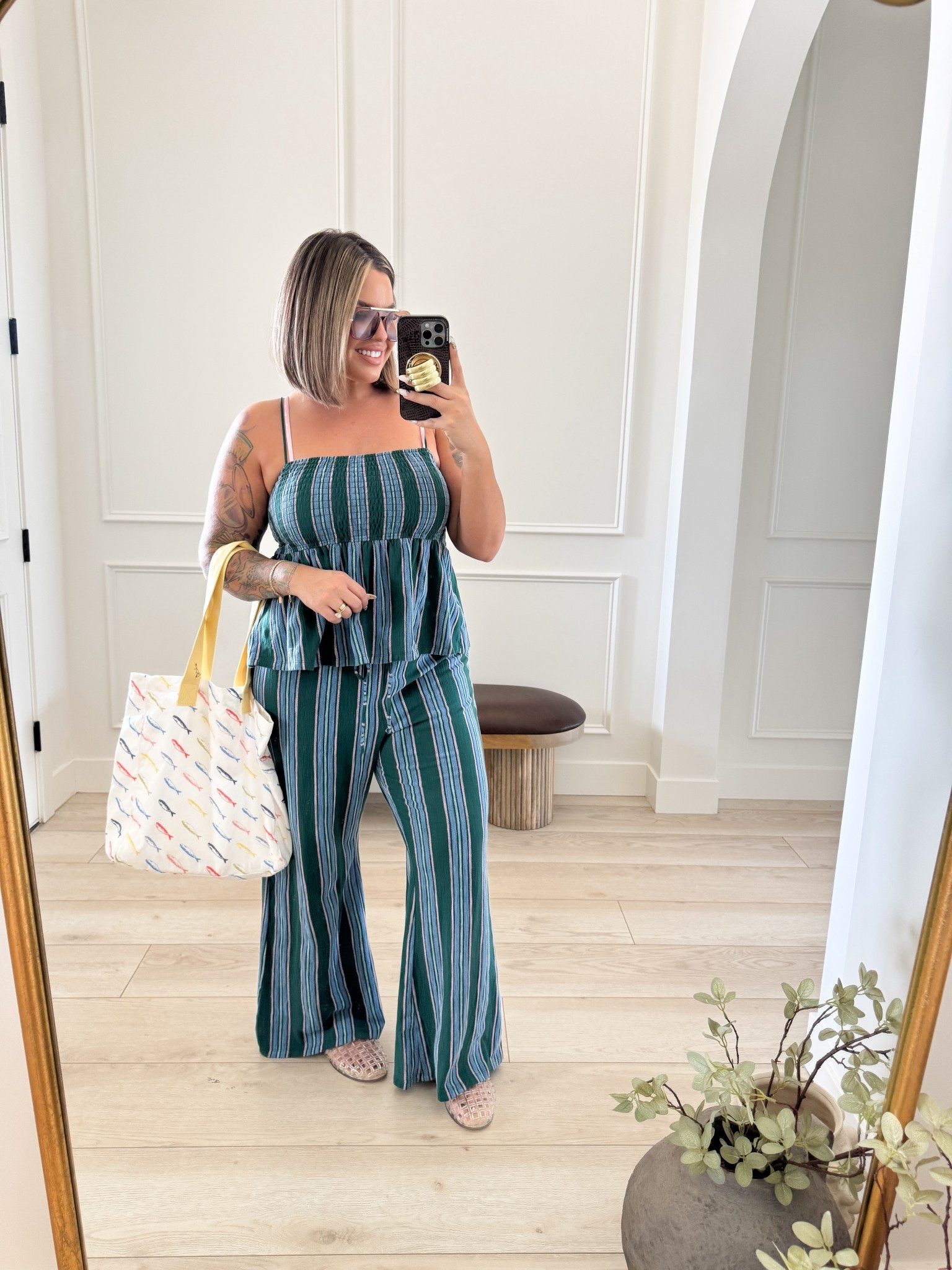 Wear this set as a regular outfit or swim cover. 
Top L 
Pants size up I’m doing xl they run small. 
Also linking the bikini I’m wearing under 
In size xl 