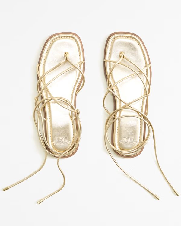 Women's Vegan Leather Flat Sandals | Women's Swimwear | Abercrombie.com | Abercrombie & Fitch (US)