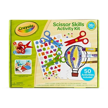 Crayola Toddler Scissor Skills Activity Kit, 3 Count Safety Scissors and Craft Supplies, Gift for Kids, Beginner Unisex Child | Walmart (US)