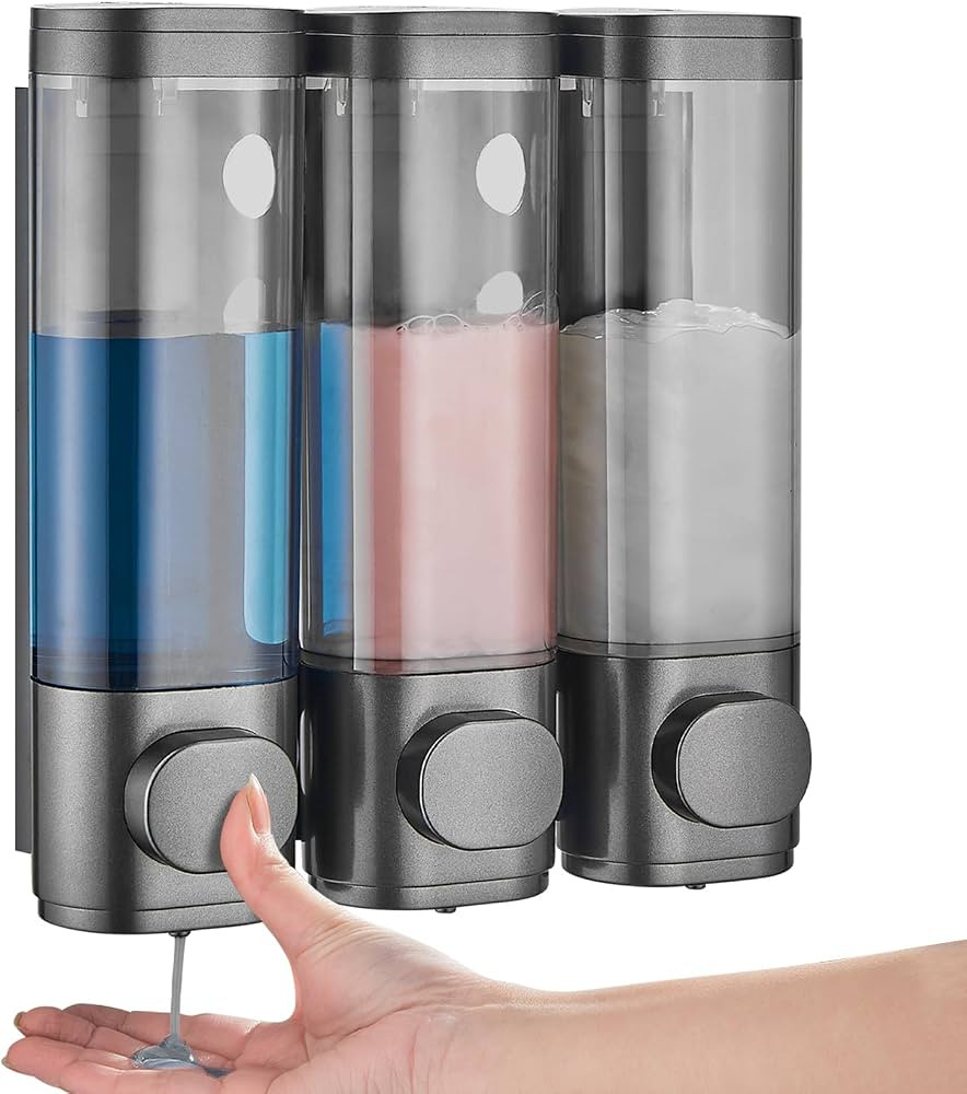 Pollock Shampoo and Conditioner Dispenser 3 Chamber No Drill | Amazon (US)