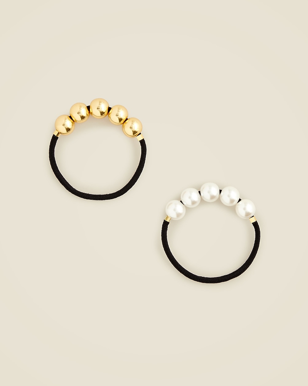 Bauble hair ties gold and pearl two-pack | J. Crew US