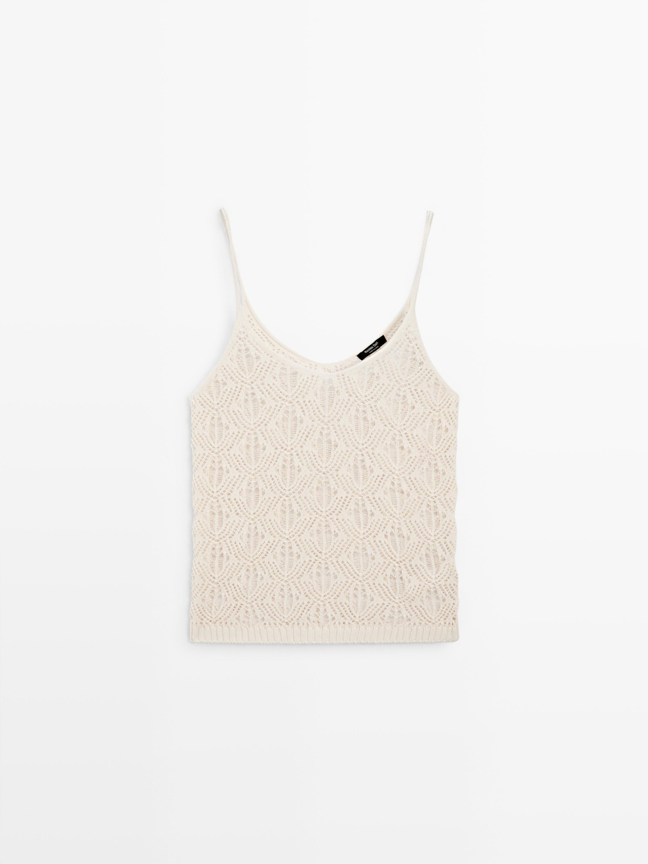 Strappy top with openwork detail | Massimo Dutti US