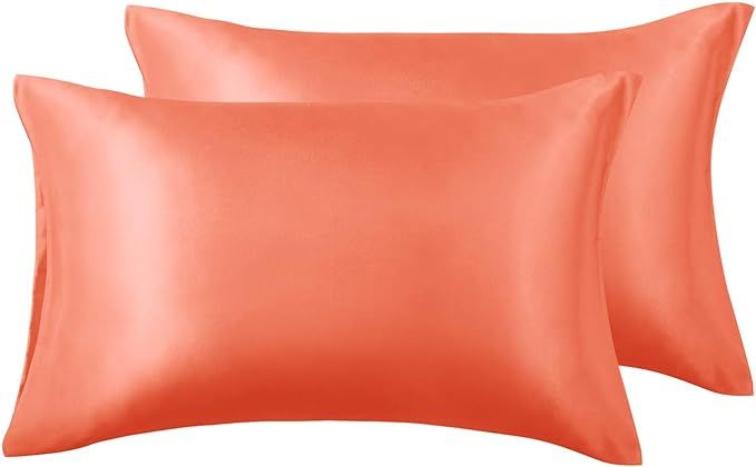 Love's cabin Silk Satin Pillowcase for Hair and Skin (Orange, 20x30 inches) Slip Pillow Cases Que... | Amazon (US)