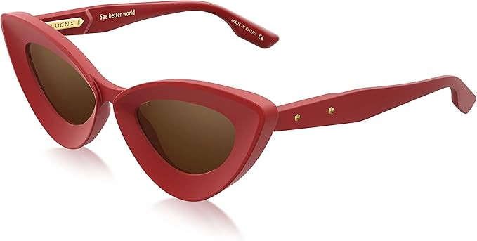 LUENX Narrow Cat Eye Sunglasses for Women Polarized Lens - Retro Vintage Style Plastic Frame 51mm | Amazon (US)