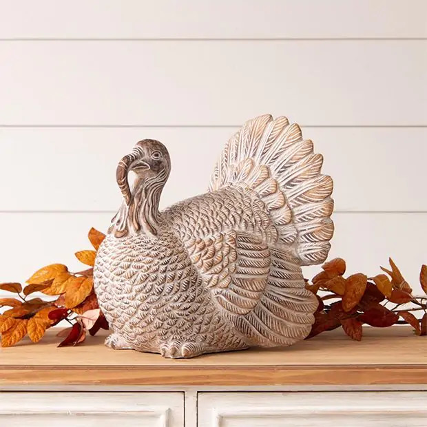 Rustic Textured Cement Turkey Figurine | Antique Farm House