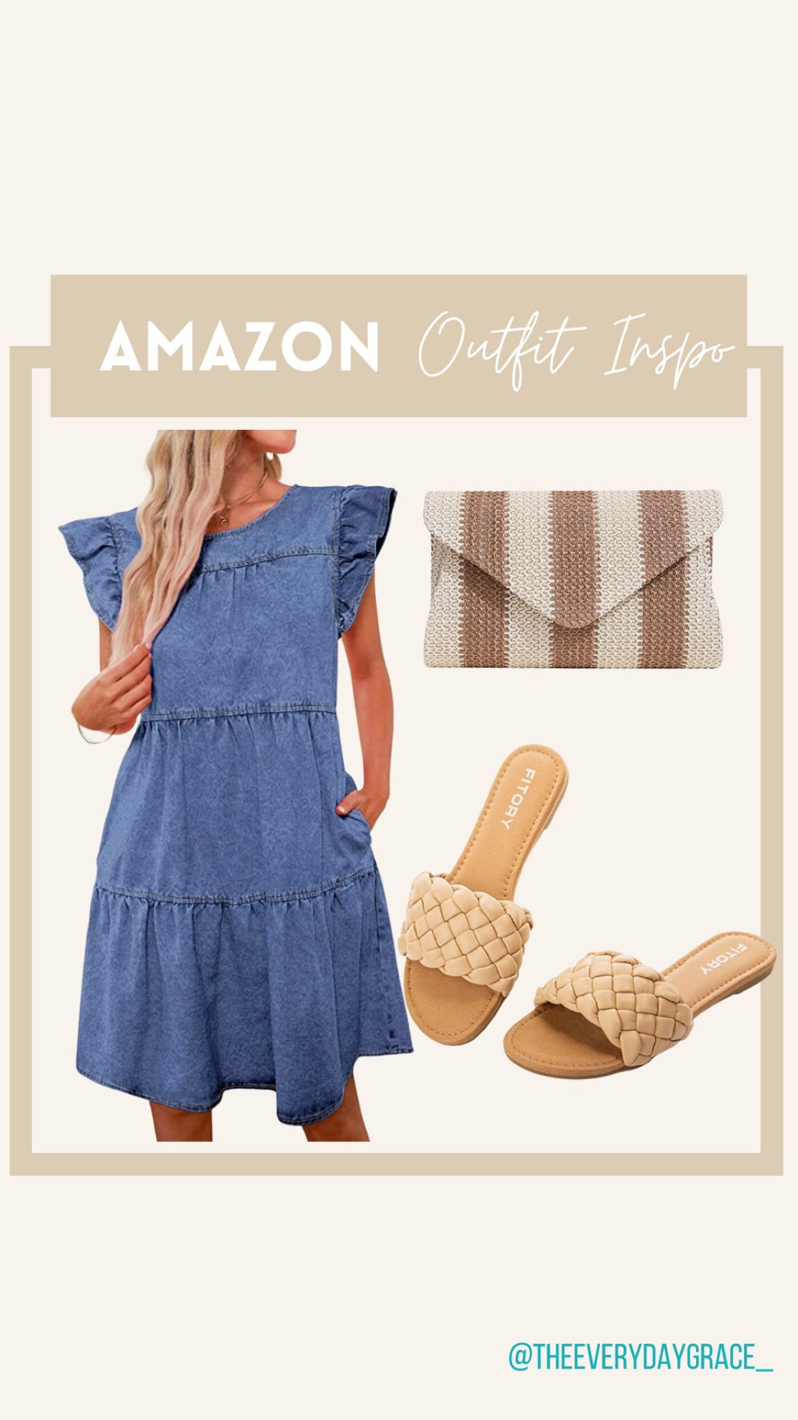 Summer neutral outfit, denim dress 

#LTKunder50 #LTKSeasonal #LTKstyletip