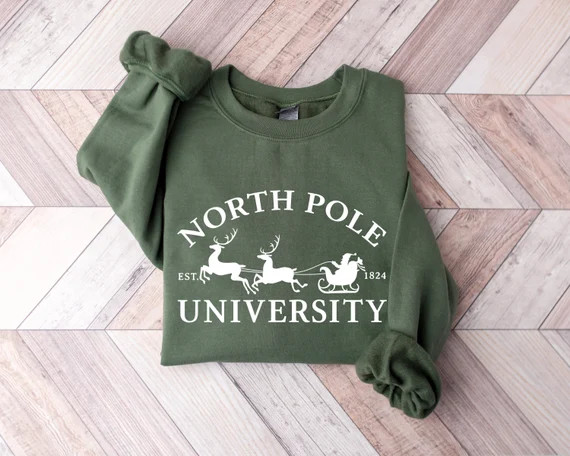North Pole University Sweatshirt, Christmas Sweatshirt, Holiday Sweatshirt, Christmas T Shirt, Unive | Etsy (US)
