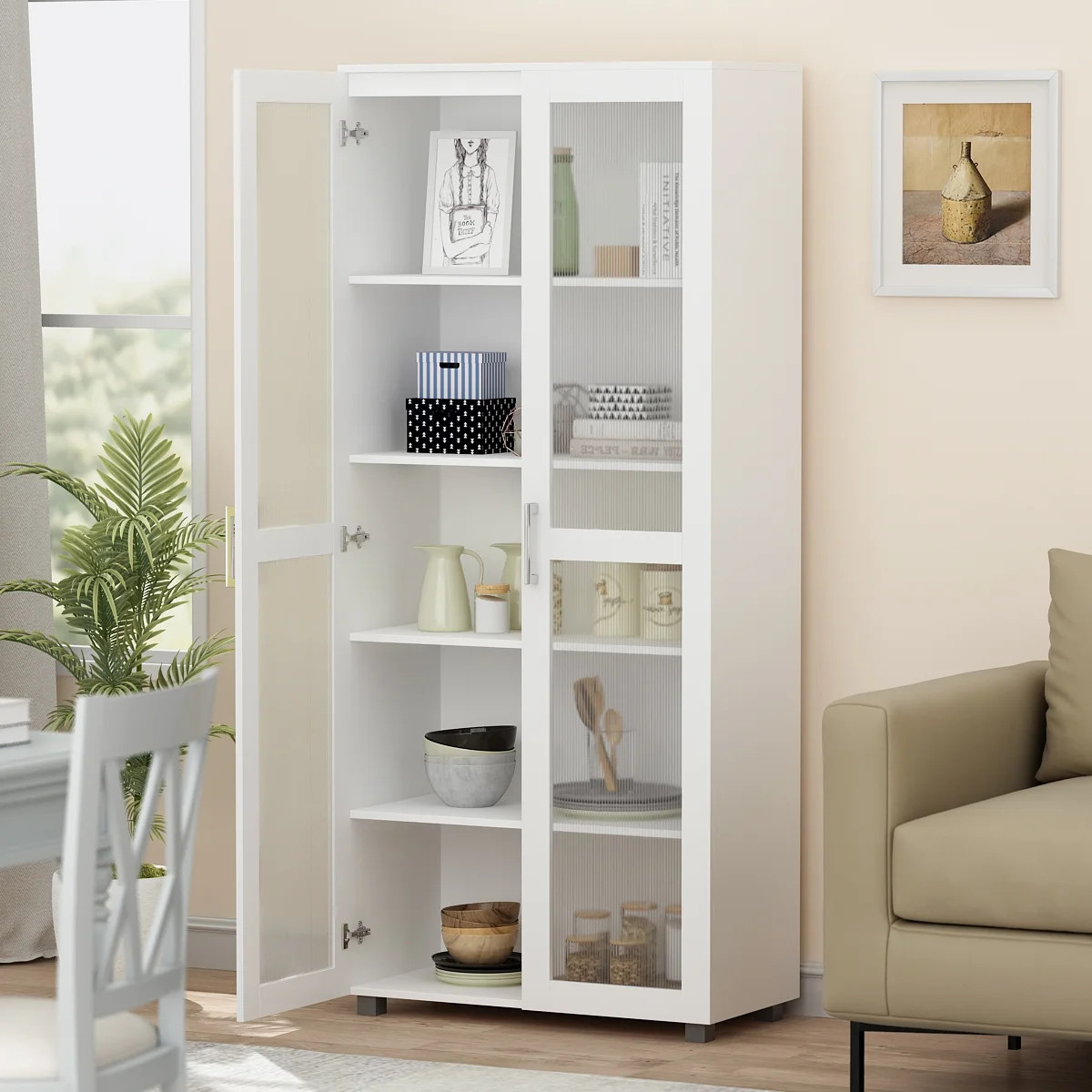 DiDuGo 2 Door Curio Cabinet Modern Tall Storage Bookcase with Doors for Home Office White - Walma... | Walmart (US)