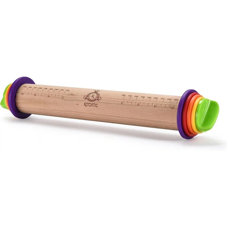 Rolling Pin with Thickness Rings - Adjustable Wooden Rolling Pin - Baking Essential and Roller To... | Walmart (US)