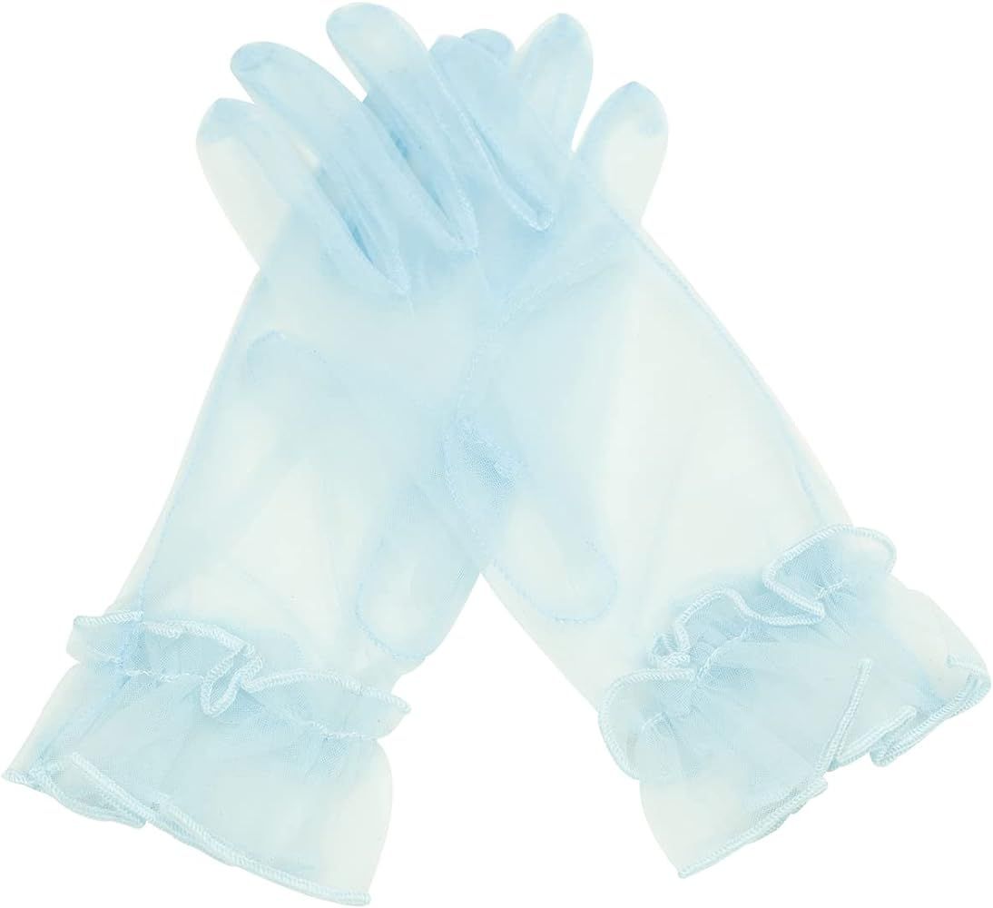 Amazon.com: YCShun Women's Tulle Ruffled Wedding Party Gloves 2021 Short Prom Evening Gloves Ligh... | Amazon (US)